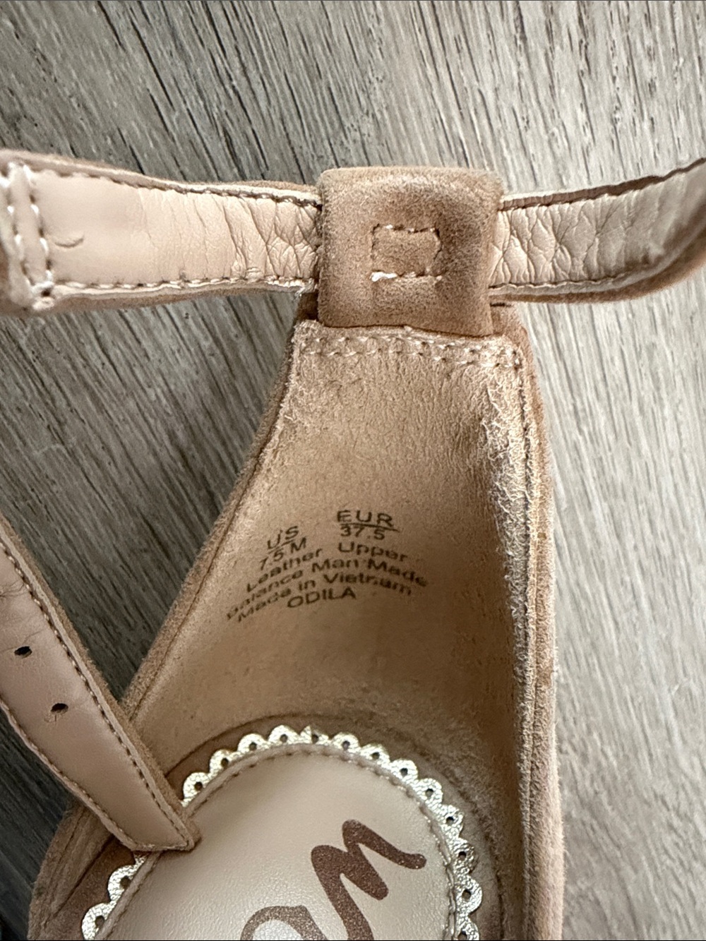 Sam Edelman Tan Suede Scalloped Ankle-Strap Block Heels - Picture 8 of 8